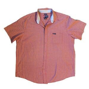 Chap’s Men’s Easy Care Plaid Button Up Size XXLarge Red and Blue